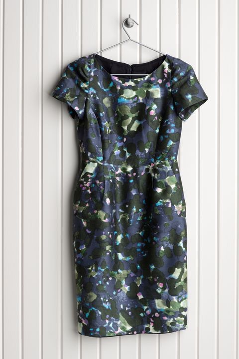 Blue, Dress, Sleeve, Pattern, Textile, One-piece garment, Teal, Aqua, Day dress, Turquoise, 