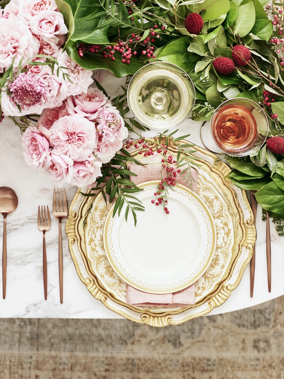 lauren conrad fancy dishes with a green runner