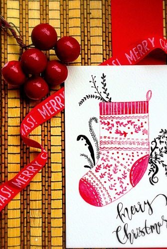 Christmas Card Watercolor Art - FeltMagnet - Crafts