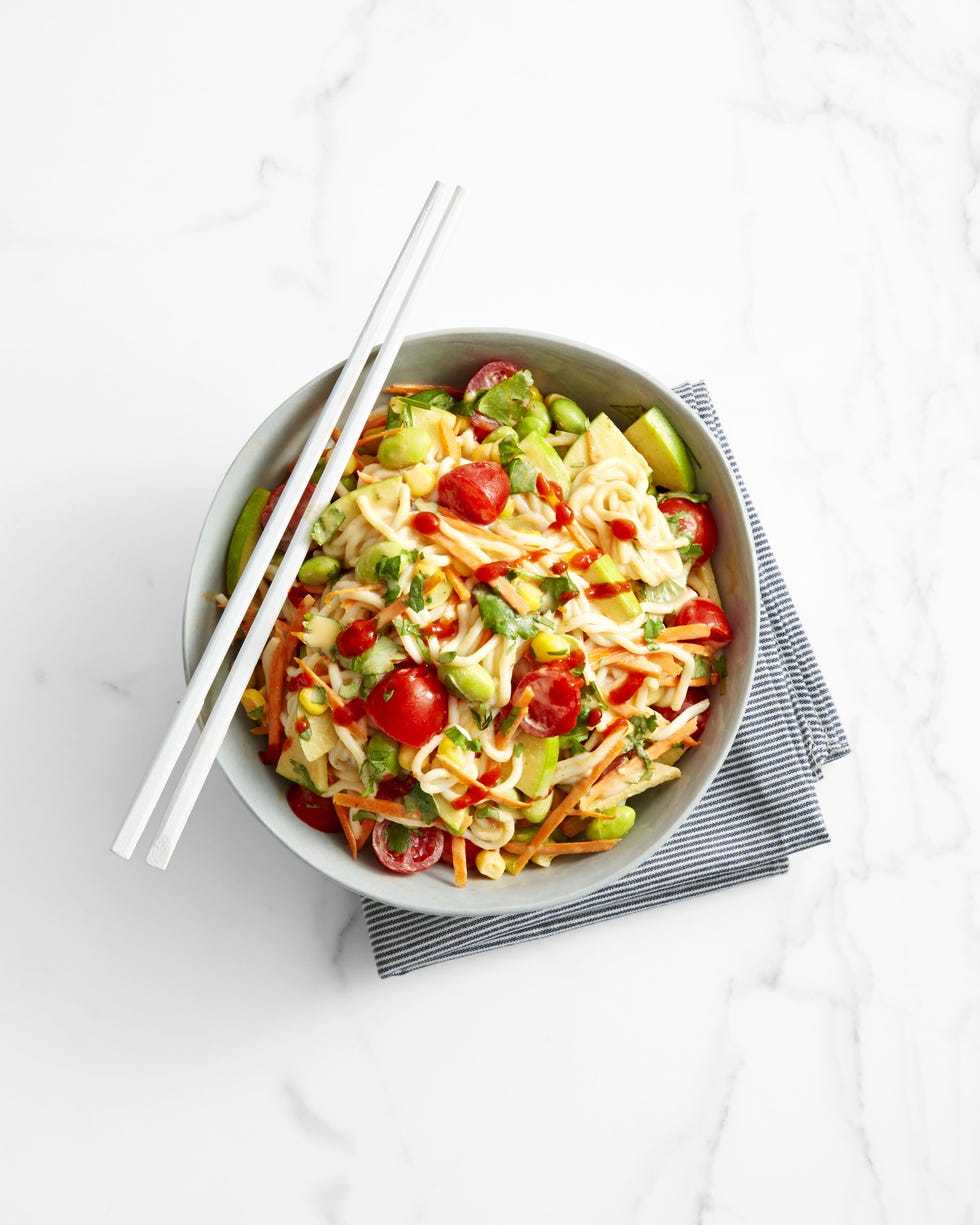 peanutty edamame and noodle salad