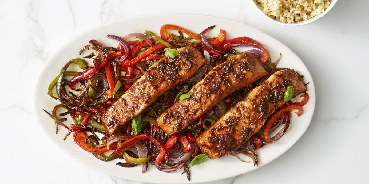 HoneySoyGlazed Salmon with Peppers Recipe  How to Make HoneySoyGlazed Salmon with Peppers