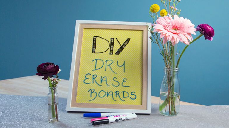 DIY black dry erase board. Any frame and black poster board behind