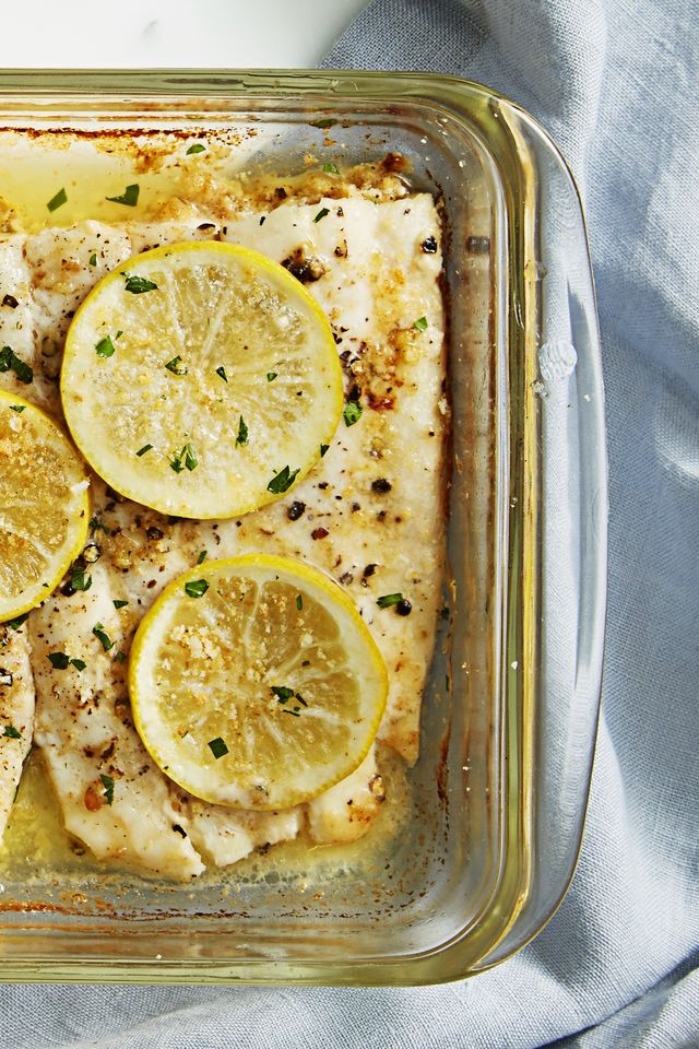 low calorie lemon baked flounder meal