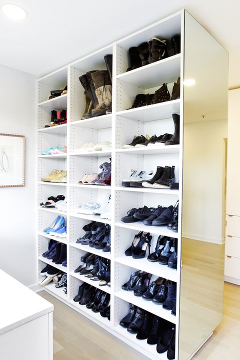<p>Put your soles on display by lining up&nbsp;several tall units (IKEA's Billy bookshelves&nbsp;are just the right depth). Add a mirror&nbsp;to the end for last-minute outfit checks.<span data-redactor-tag="span" data-verified="redactor"></span></p><p><em data-redactor-tag="em" data-verified="redactor"><strong data-redactor-tag="strong" data-verified="redactor">Art,</strong> sketches by Yves Saint Laurent.&nbsp;</em></p>