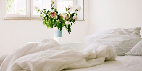 Bed sheet, White, Bed, Bedding, Room, Furniture, Bedroom, Flower, Textile, Plant, 
