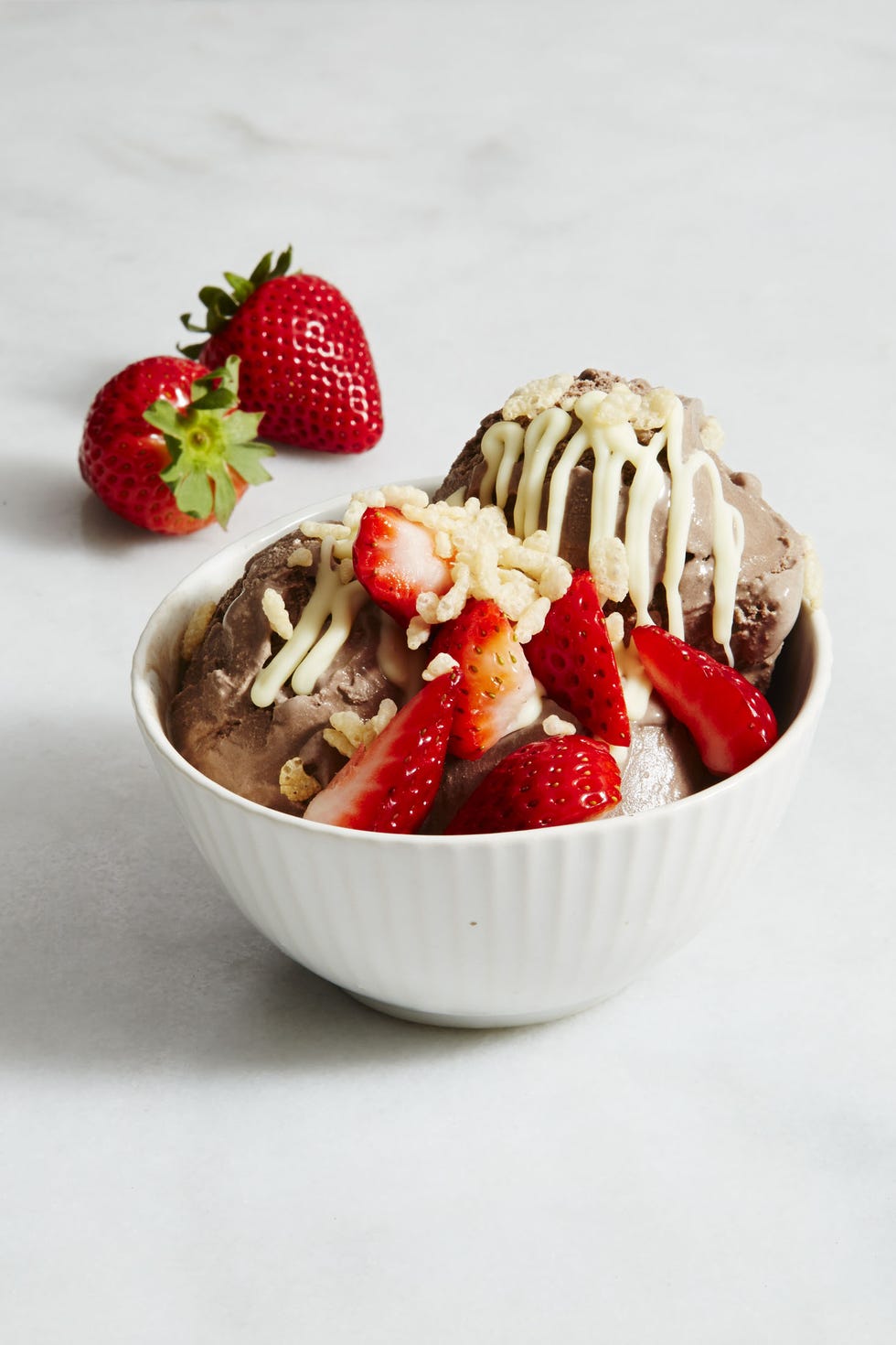 double chocolate sundae with strawberries
