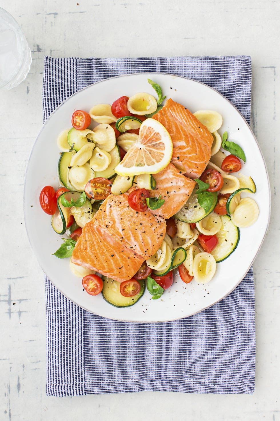 warm pasta salad with salmon