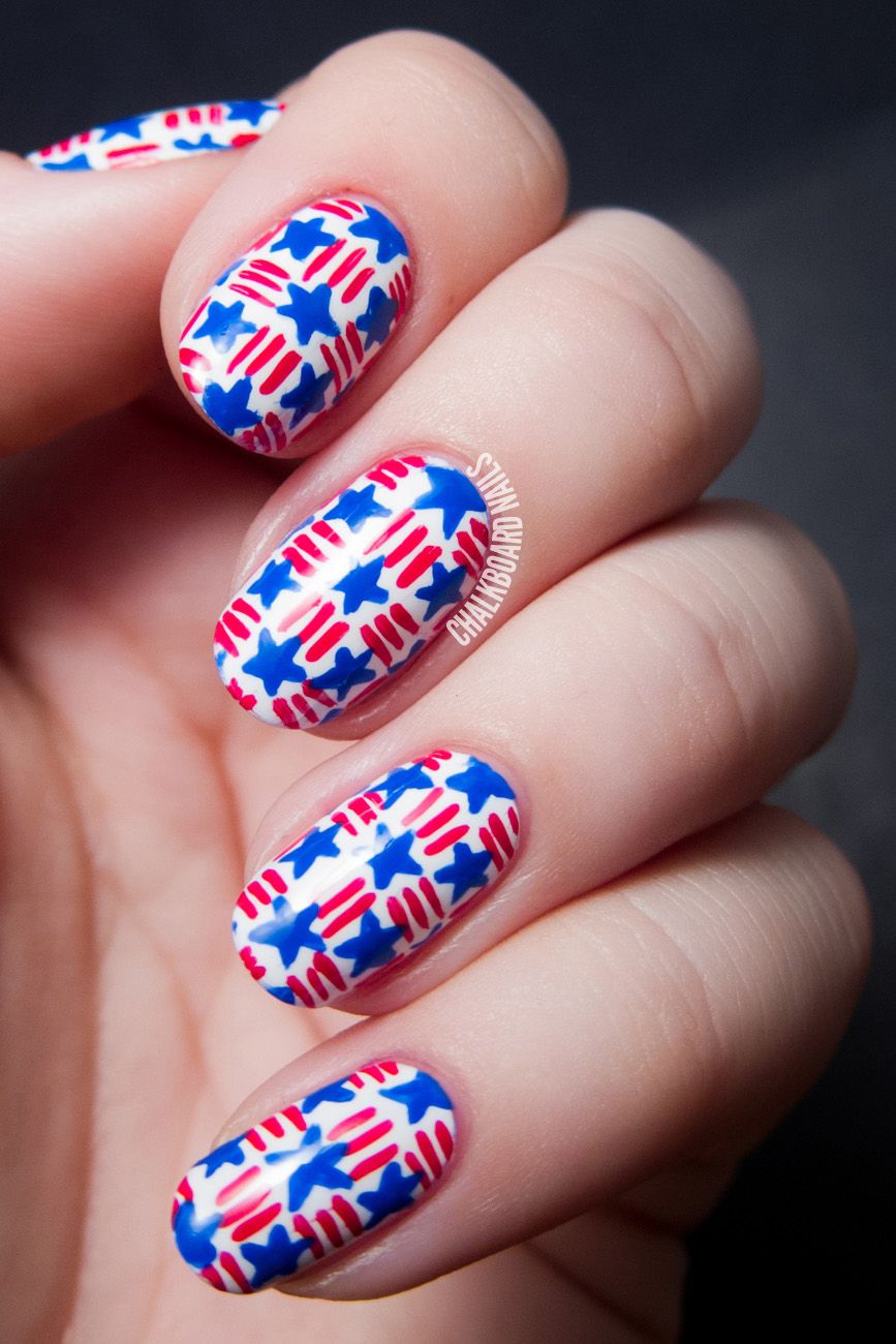 Red And Blue Nail Art