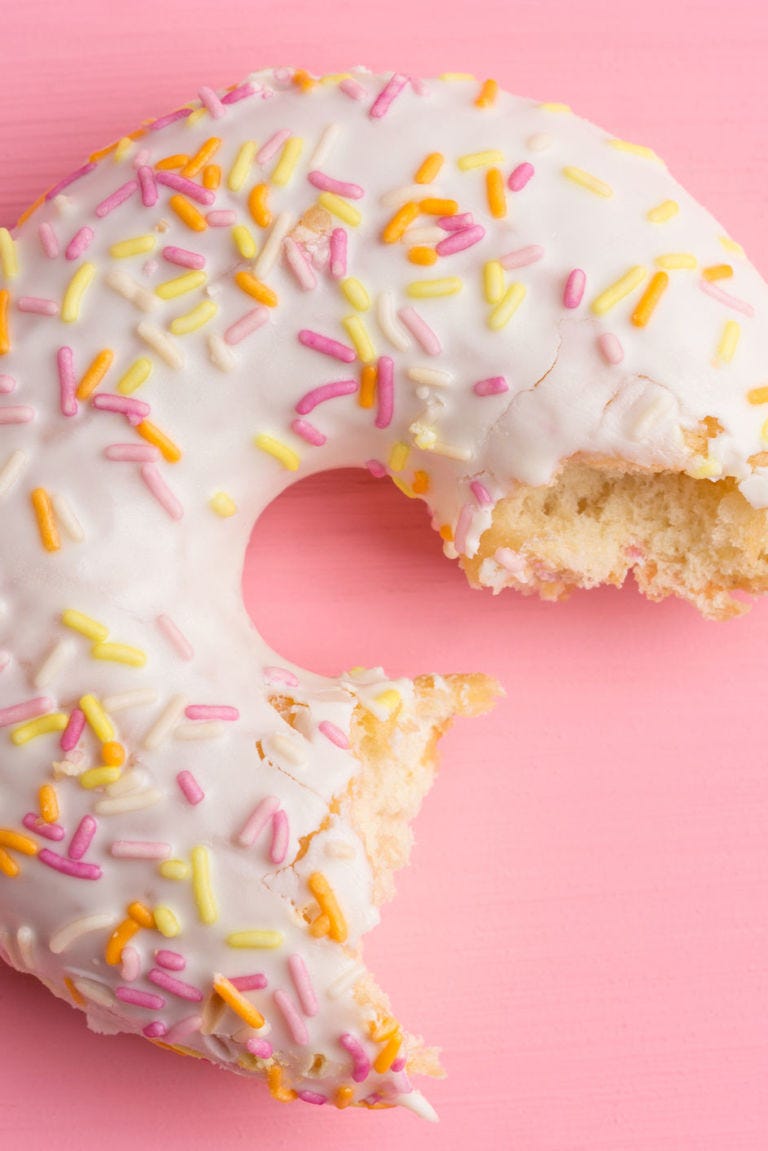 Food, Cuisine, Sweetness, Ingredient, Dessert, Pink, Baked goods, Sprinkles, Confectionery, Doughnut, 