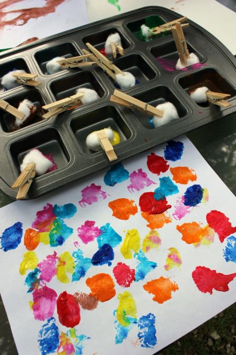 Summer Activities for Kids - cotton ball painting