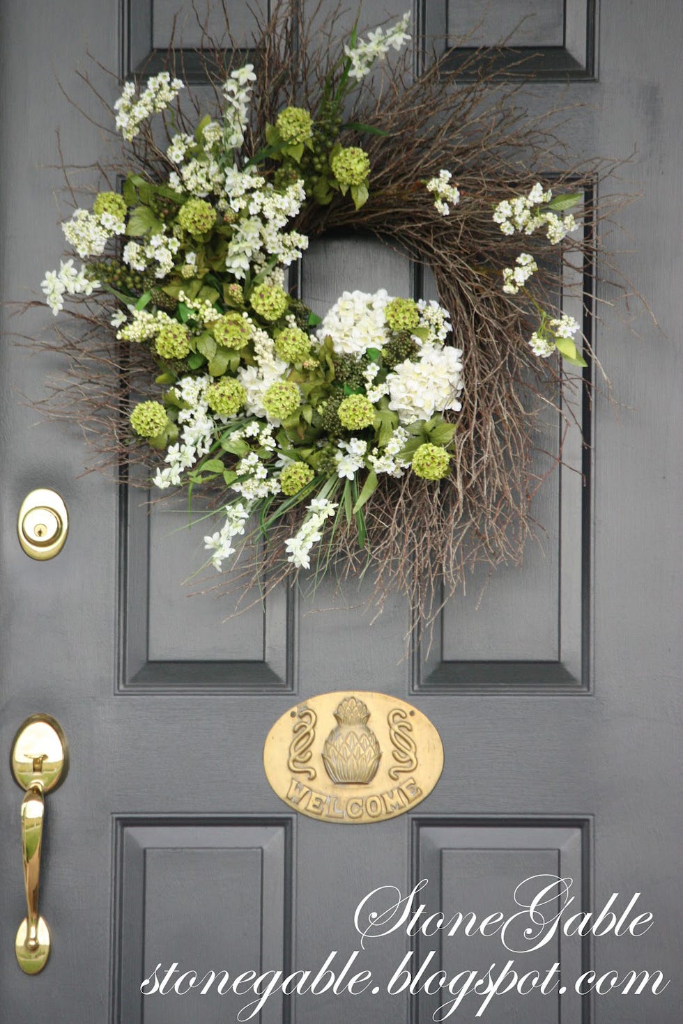 Green and White Wreath - Summer Wreaths