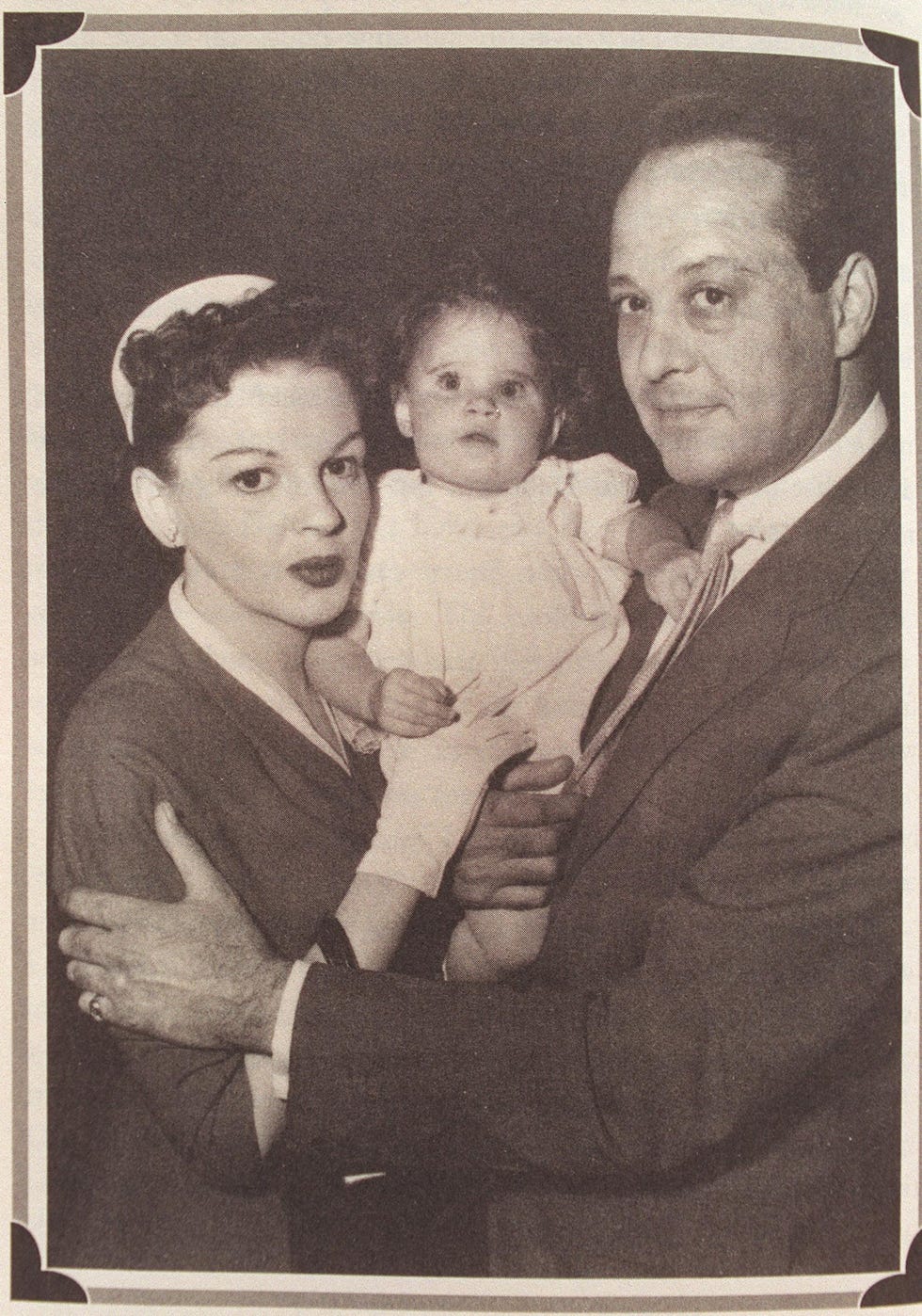 Lorna Luft as a baby with her mother, Judy Garland and father, Sid Luft on the set of A Star Is Born.