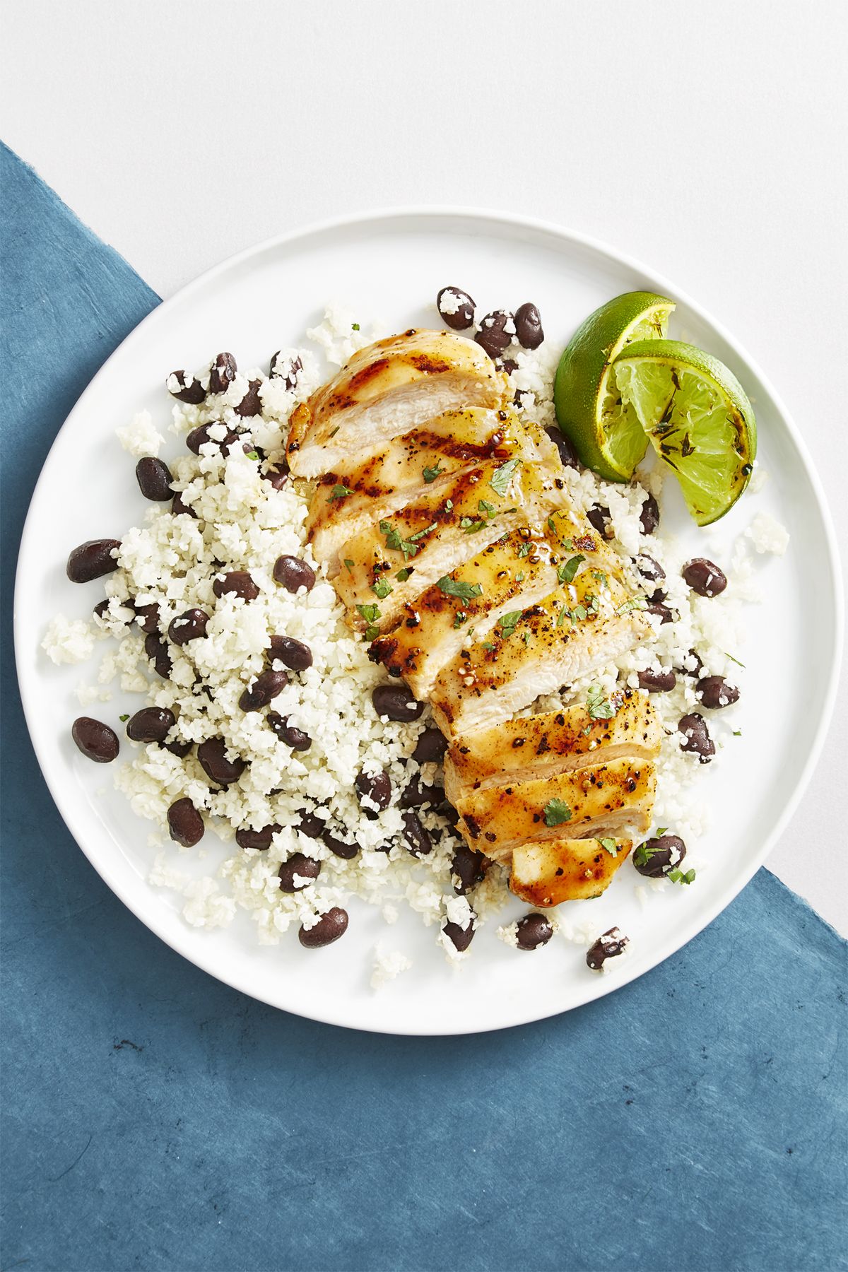 chicken breast with white rice and black beans