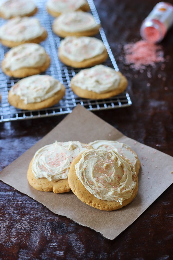 Pumpkin Sugar Cookies with Salted Caramel Buttercream