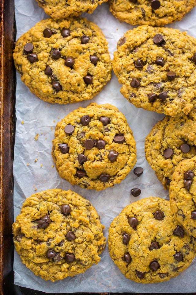 Pumpkin Oatmeal Chocolate Chip Cookies