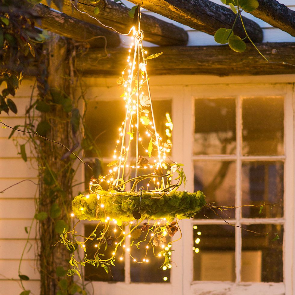 backyard string lights chandelier