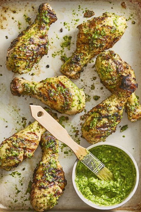 grilled chicken topped with pesto
