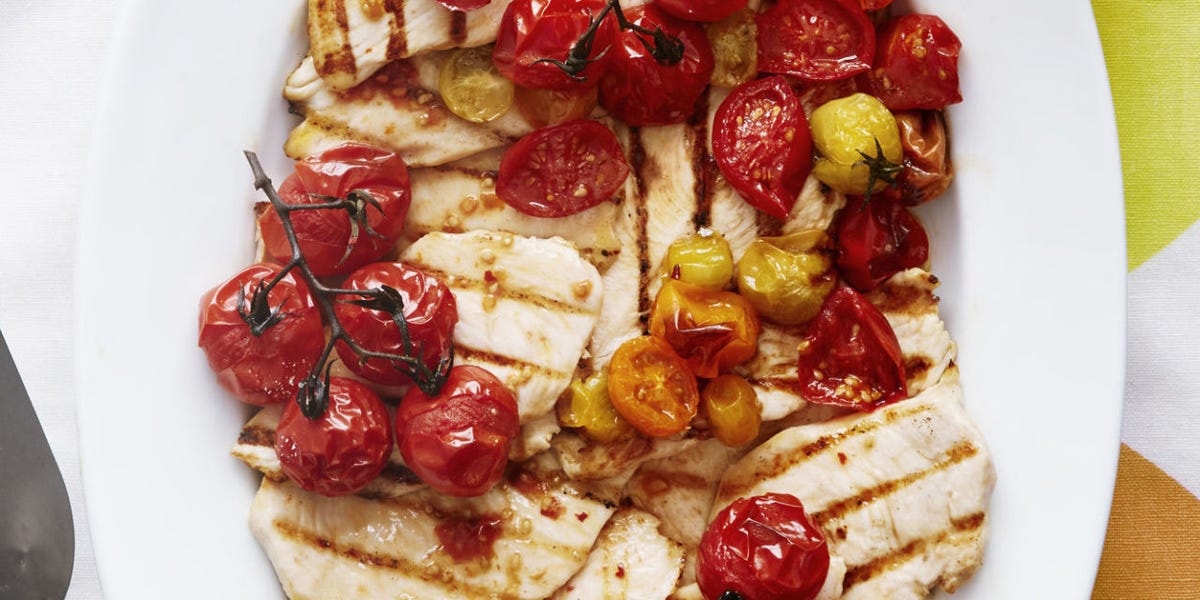 Best Roasted Baby Vine Tomato Grilled Chicken Recipe - How to Make Roasted Baby ...