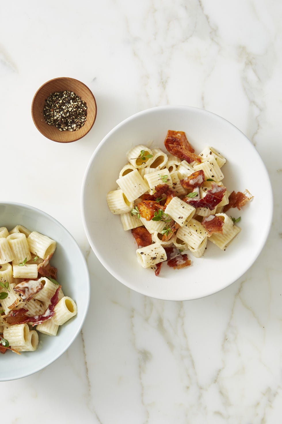 shortcut mac 'n' cheese with crispy bacon and sweet potaotes