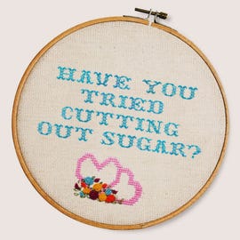 Embroidery, Textile, Text, Line, Cross-stitch, Pattern, Needlework, Circle, Creative arts, Fawn, 