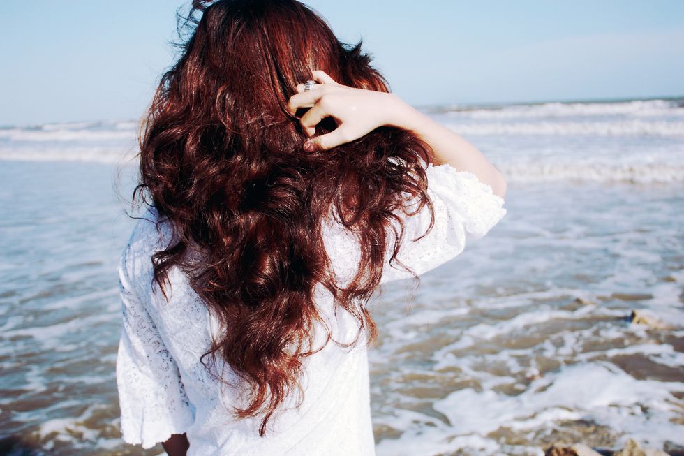 Hair, Photograph, Long hair, Brown hair, Beauty, Hairstyle, Red hair, Sea, Black hair, Surfer hair, 