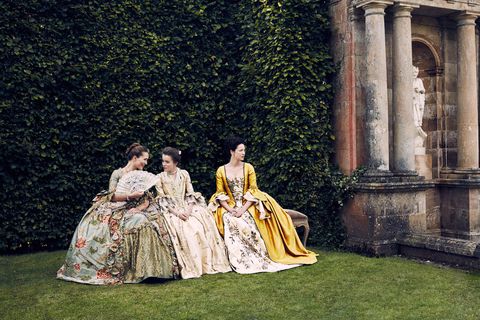 <p>The department is comprised of multiple rooms, all loaded with gowns and shoes. It's so big and complex that costumer designer <a href="http://www.marieclaire.com/culture/a28610/outlander-season-three-set-visit/" target="_blank" data-tracking-id="recirc-text-link">Terry Dresbach started a digital inventory</a> system called "Mother" to keep track of everything.</p>