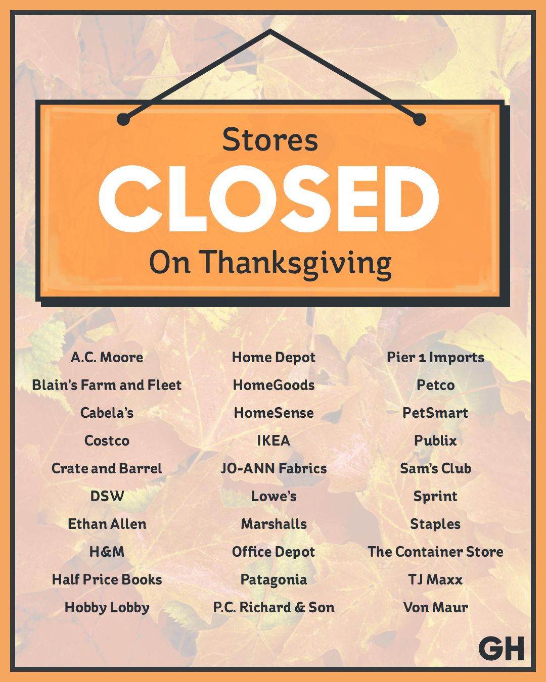 Stores Closed on Thanksgiving Day 2017 List