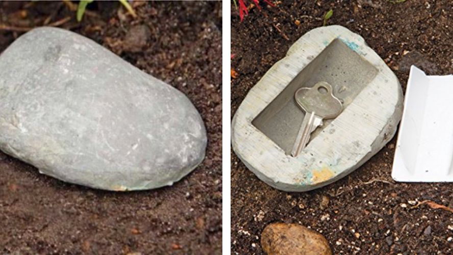 fake rock to hide keys, spare key hiding place