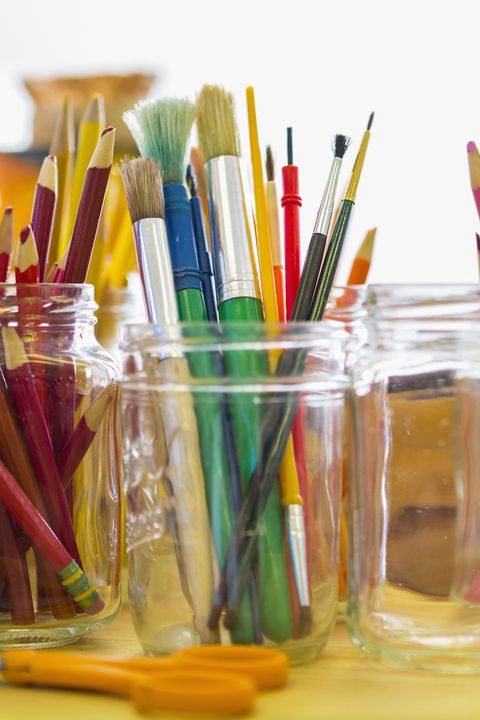 Yellow, Office supplies, Plastic, Writing implement, Stationery, Drinking straw, Mason jar, Pencil, Colorfulness, 