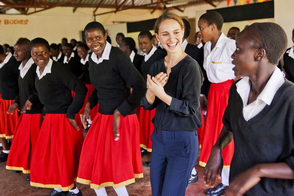 Natalie Portman dancing in Kenya