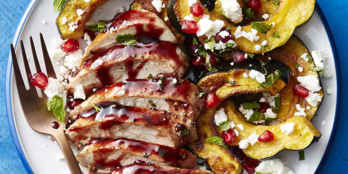 How To Make Pomegranate-Honey Glazed Chicken and Squash - Best Pomegranate-Honey...