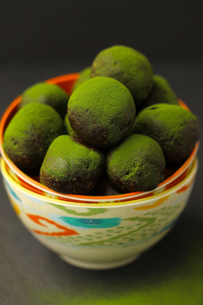 Chocolate Matcha Energy Balls - Protein Bites