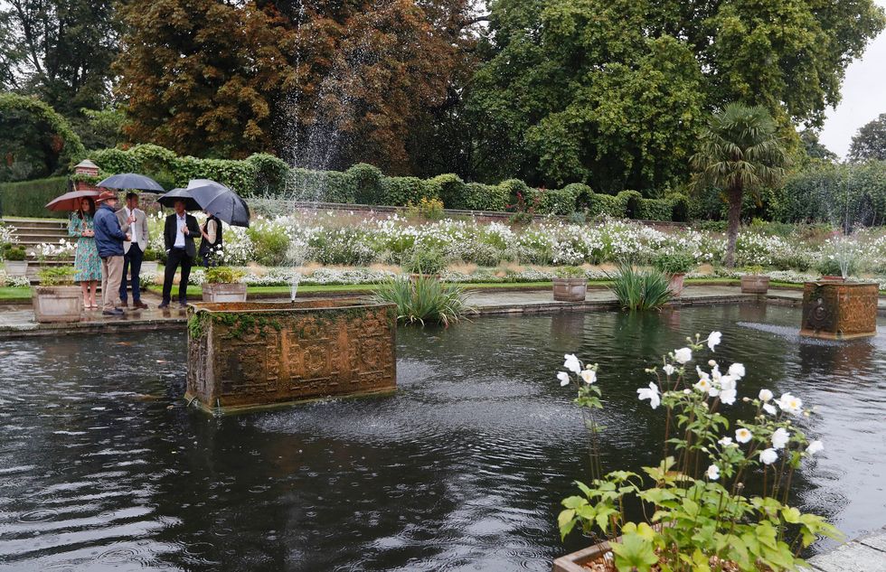 William, Harry, and Kate at Princess Diana memorial garden