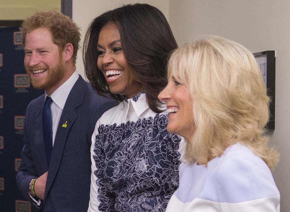 Prince Harry with Michelle Obama and Jill Biden