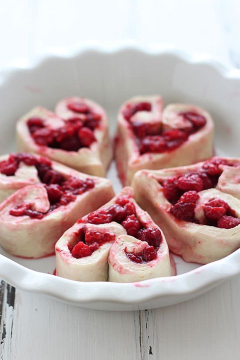 raspberry rolls - heart shaped foods