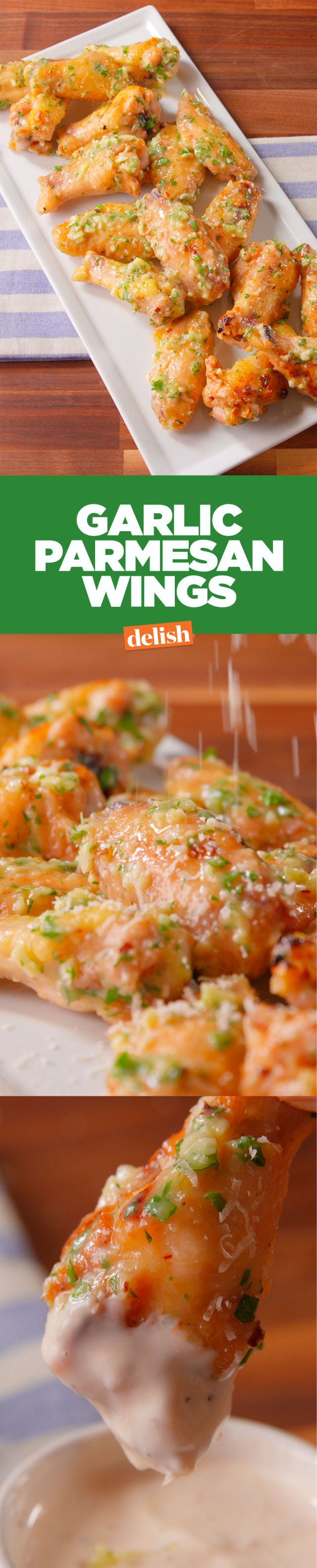 garlic parmesan wings on a white plate