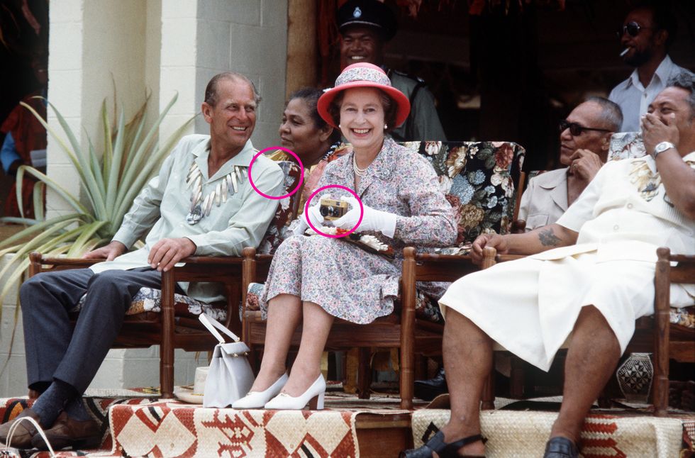 Queen Elizabeth and Prince Philip in Tuvala 1982
