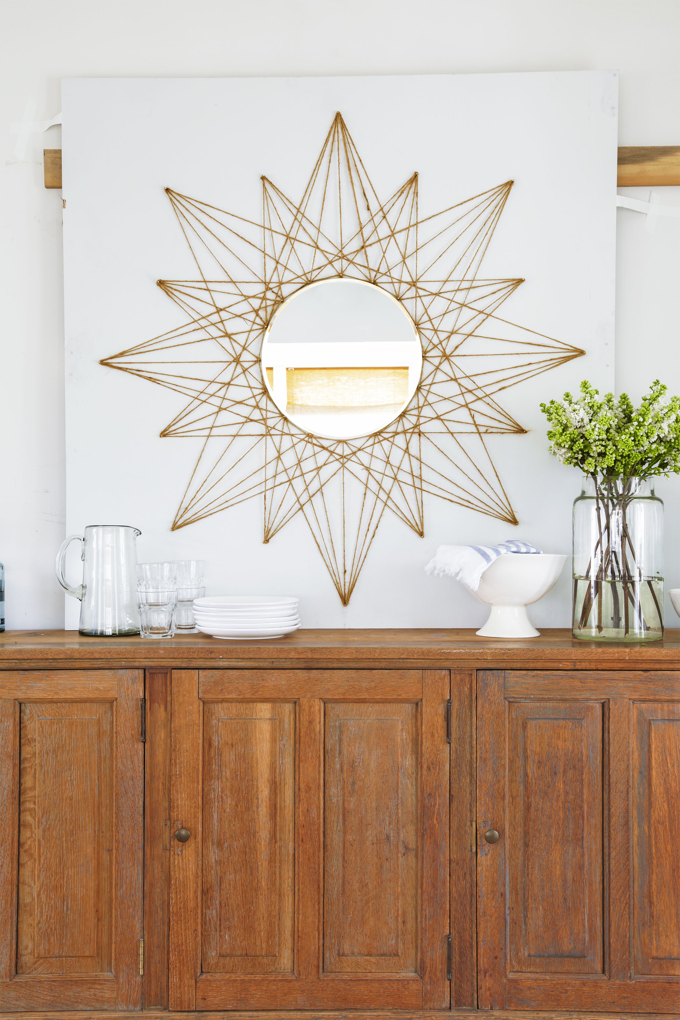 This Simple Mirror Diy Will Upgrade Any Boring Wall In Your Home How To Make Easy Star Rope - Star Wall Mirror Art