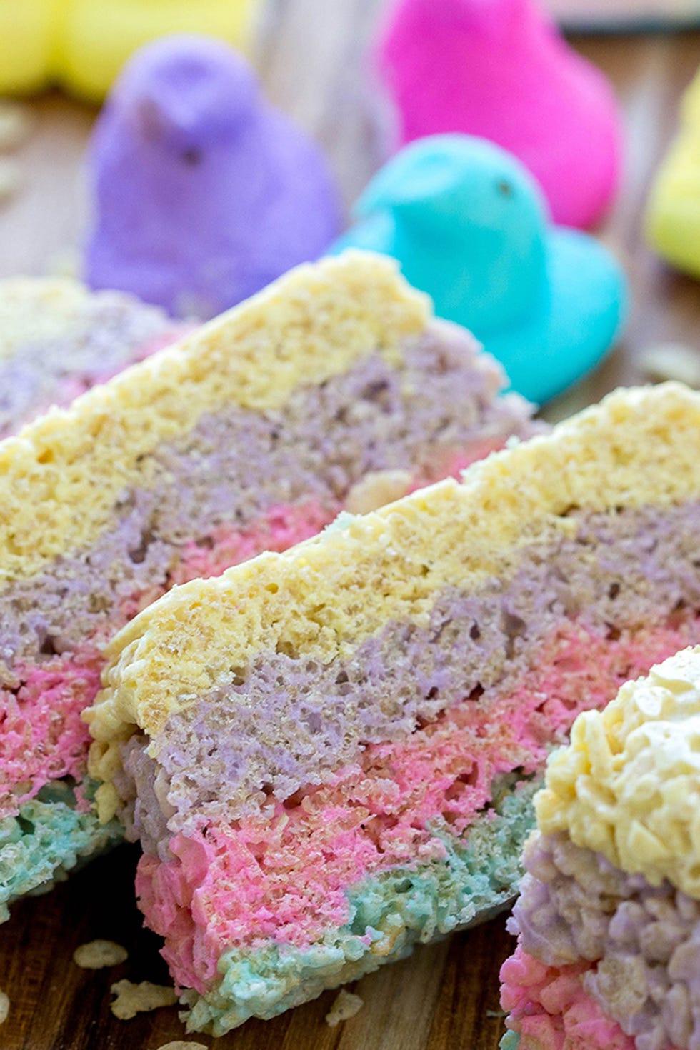 layered peeps crispy rice cereal treats 