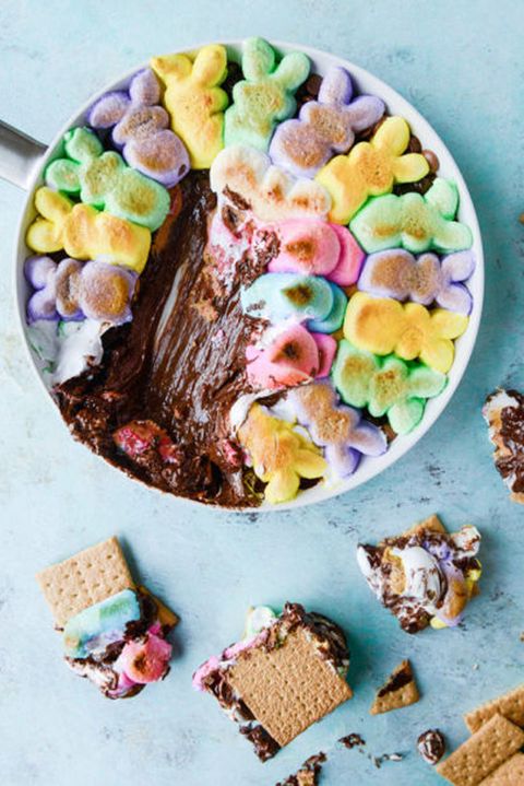 chocolate peanut butter peeps skillet s'mores 