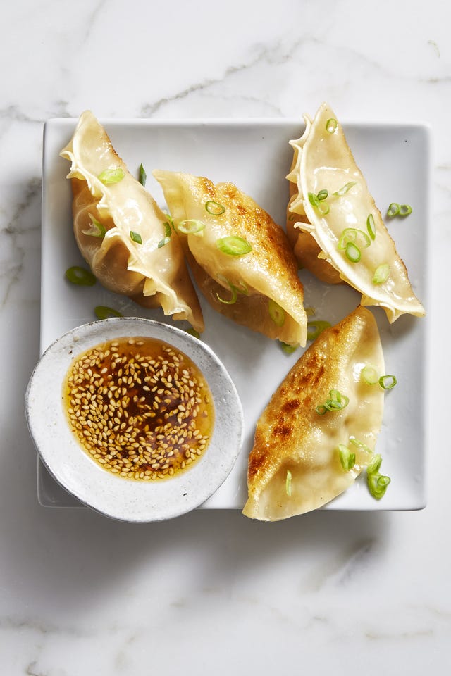 shrimp potstickers with zucchini