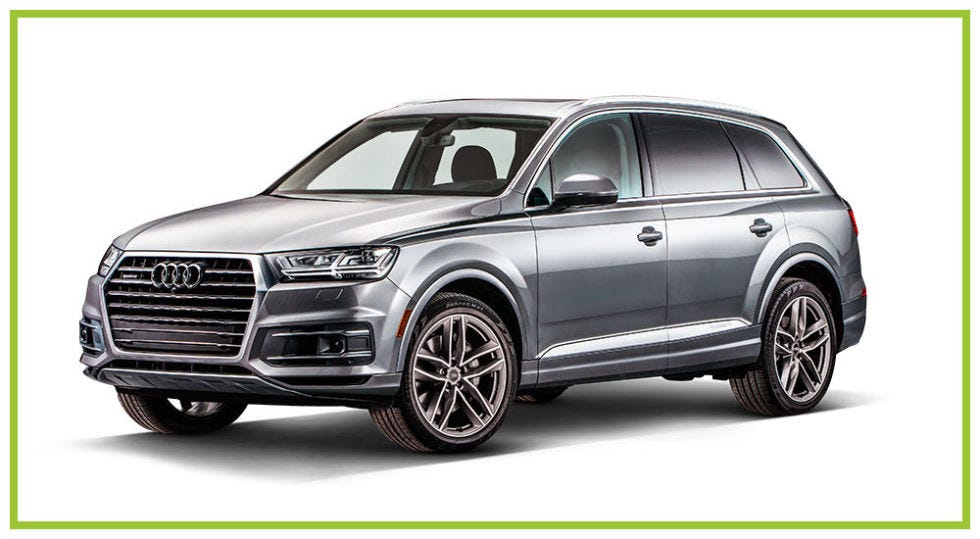 Best Luxury Mid-Size SUV: Audi Q7 <p>As soon as we felt the quick acceleration, we knew it was going to be a thrilling ride. It's an energetic car that's still nimble around turns. </p><p><strong data-redactor-tag="strong" data-verified="redactor"><strong data-redactor-tag="strong">STANDOUT FEATURES:</strong></strong> We were happy to find that we could raise or lower the third row with power controls — no struggling with tricky fold-down seats. The cooled center console is ideal for chilling a <a href="https://www.amazon.com/Water-Bottles-Accessories-Sports-Outdoors/" target="_blank" data-tracking-id="recirc-text-link">mini water bottle</a> or <a href="https://www.amazon.com/Snacks-Chips-Cookies-Gum-Gluten-Free/b?ie=UTF8&node=16322721" target="_blank" data-tracking-id="recirc-text-link">snack bars</a>.</p><p><strong data-redactor-tag="strong" data-verified="redactor">GOOD TO KNOW:</strong> To get the most from the infotainment system, add an <a href="https://www.audiusa.com/technology/intelligence/audi-connect" target="_blank" data-tracking-id="recirc-text-link">Audi Connect subscription</a> (from $28 per month). You'll get things like Google Voice Search and Google Earth directions. The last row of seats is on the smaller side, not the best if you need to use it often.</p><p><strong data-redactor-tag="strong" data-verified="redactor">LAB LOWDOWN: </strong>It's a luxe SUV that handles like a smaller car.</p><p><a href="https://www.audiusa.com/models/audi-q7" target="_blank">2018 Audi Q7</a>, <em data-redactor-tag="em" data-verified="redactor">$49,975 (base price), $57,375 (tested price)</em></p>