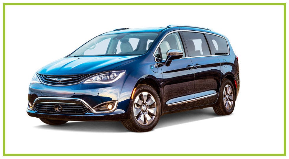 Best Hybrid: Chrysler Pacifica Hybrid <p>It's a money-saving hybrid with a family-friendly design. </p><p> <strong data-redactor-tag="strong" data-verified="redactor"><strong data-redactor-tag="strong">STANDOUT FEATURES:</strong></strong> It has everything you love about a minivan, like great storage and interior space, and it's fun to drive. The combo of gas and electric (charge at home or at a station) means you get way more miles for your buck. It sets its own maximum efficiency, so you can cruise without having to switch modes. </p><p><strong data-redactor-tag="strong" data-verified="redactor">GOOD TO KNOW: </strong>It has tons of USB ports, a feature-packed infotainment system and a slot that holds a <a href="https://www.amazon.com/Handbags/b?ie=UTF8&node=15743631" data-tracking-id="recirc-text-link">purse</a> by the driver's seat. The third row folds flat, but you have to take out the second row if you need extra room for storage. </p><p> <strong data-redactor-tag="strong" data-verified="redactor">LAB LOWDOWN:</strong> This is the first of its kind, with the utility of a minivan and the mileage benefits of a hybrid.</p><p><a href="https://www.chrysler.com/pacifica/hybrid.html" target="_blank">2018 Chrysler Pacifica Hybrid</a>, <em data-redactor-tag="em" data-verified="redactor">$41,090 (base price before tax credit), $48,580 (tested price)</em></p>