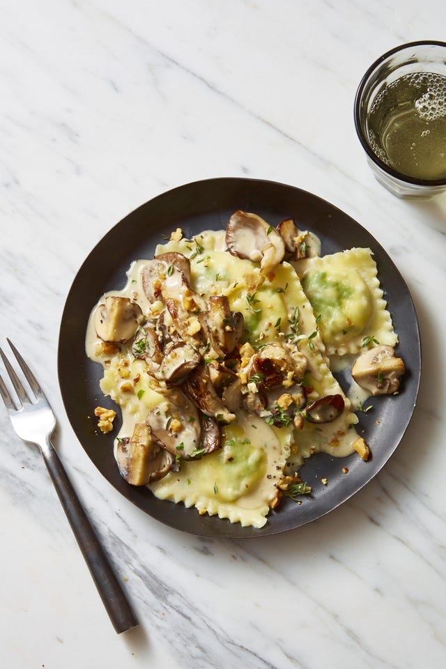 lemon ricotta ravioli with creamy herbed mushrooms   mother's day dinners