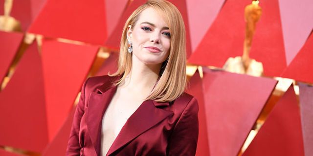 Emma Stone's Oscars Pantsuit Completely Stood Out on the Red Carpet