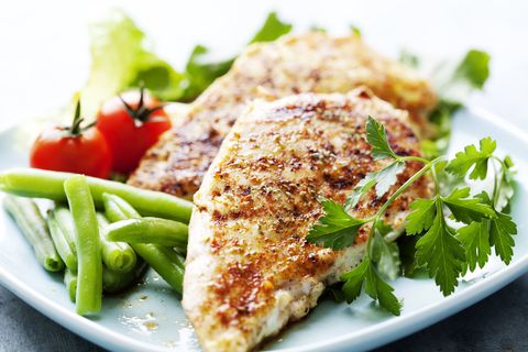 grilled chicken breast and vegetables