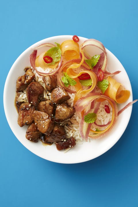 vietnamese caramel pork with pickled carrot salad