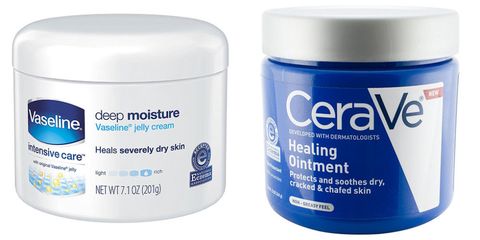 vaseline intensive care deep  moisture jelly cream and cerave healing ointment