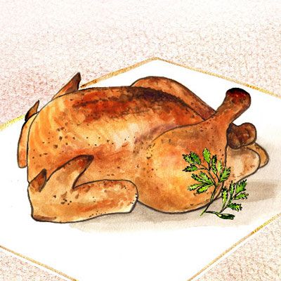 whole roasted chicken illustration