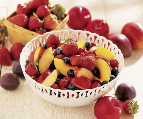 summer fruit in spiced syrup